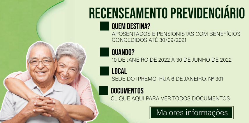 Recenseamento Previdenciário de 10/01/2022 à 30/06/2022
